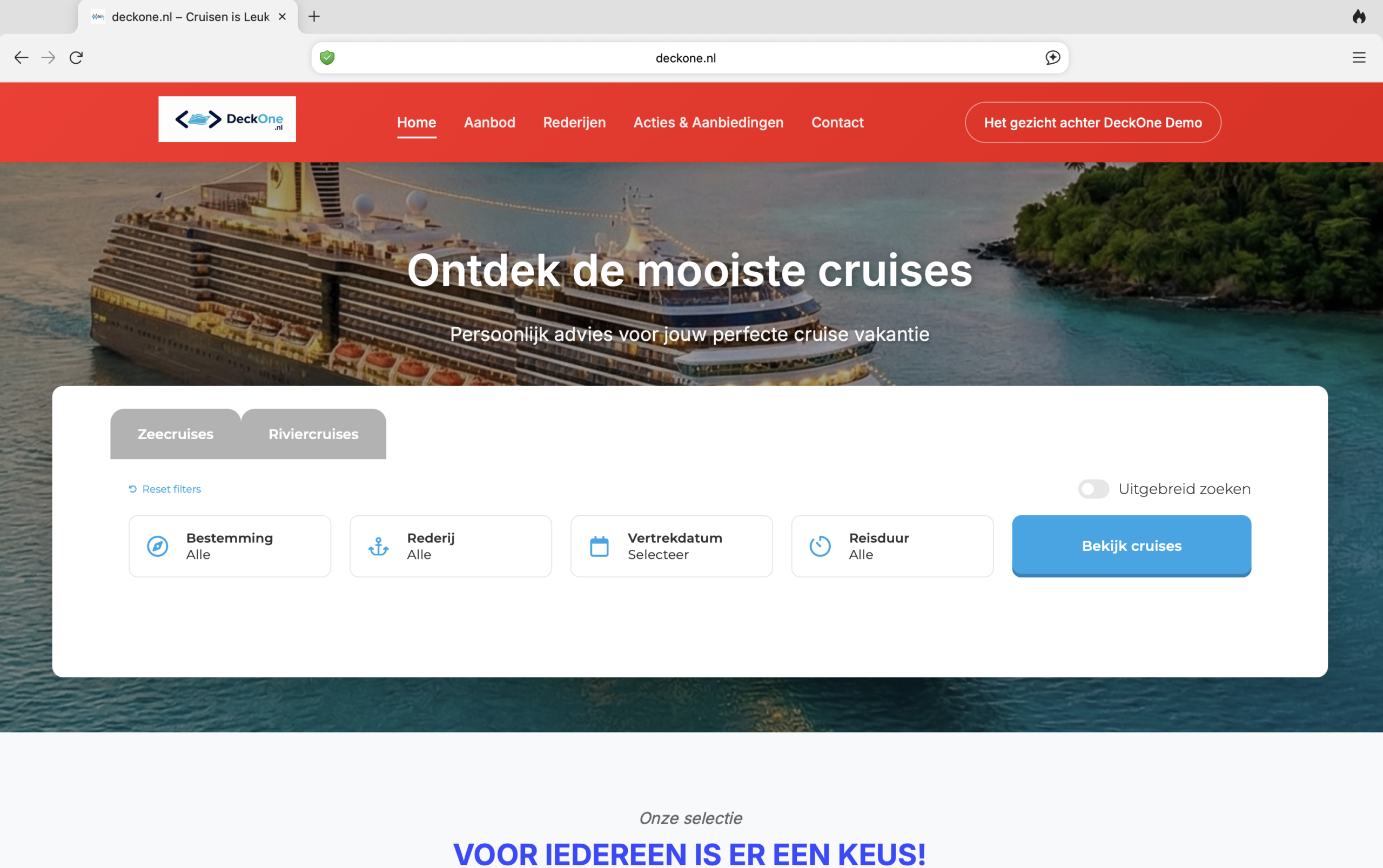 Demo Deck One cruise website