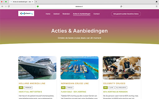 Cruise website voorbeeld PTT